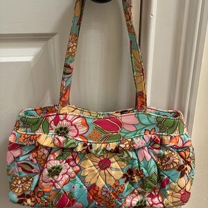 Vera Bradley Quilted Floral Shoulder Tote in Teal and Multicolor
